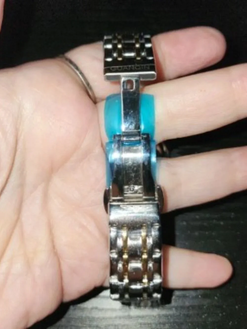 Guanqin Silver & Gold Wristwatch with Blue & Gold Face